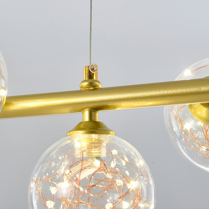 Modern Kitchen Island Lighting Oval Metal Island Ceiling Light with Glass Shade