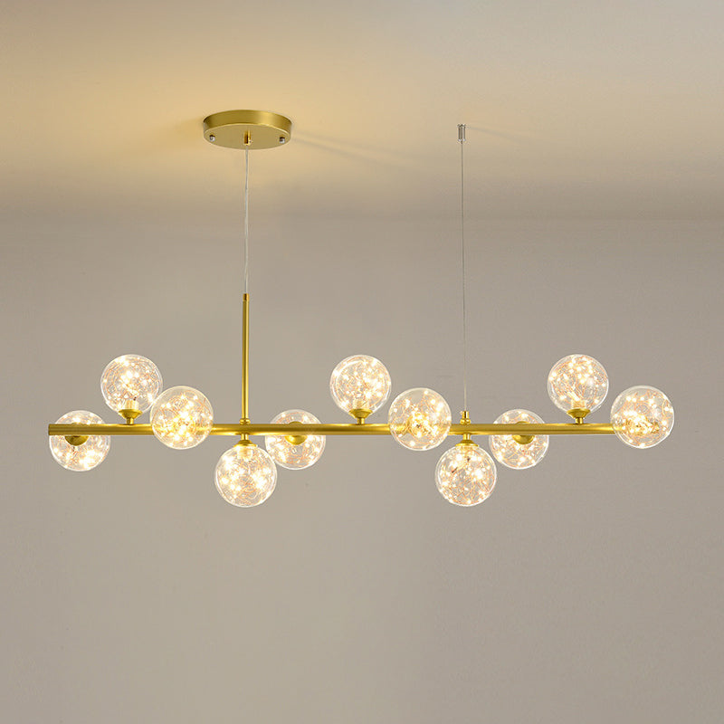 Modern Kitchen Island Lighting Oval Metal Island Ceiling Light with Glass Shade