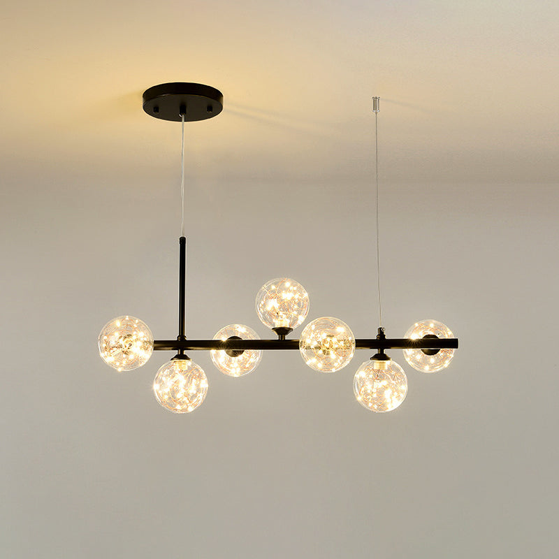 Modern Kitchen Island Lighting Oval Metal Island Ceiling Light with Glass Shade