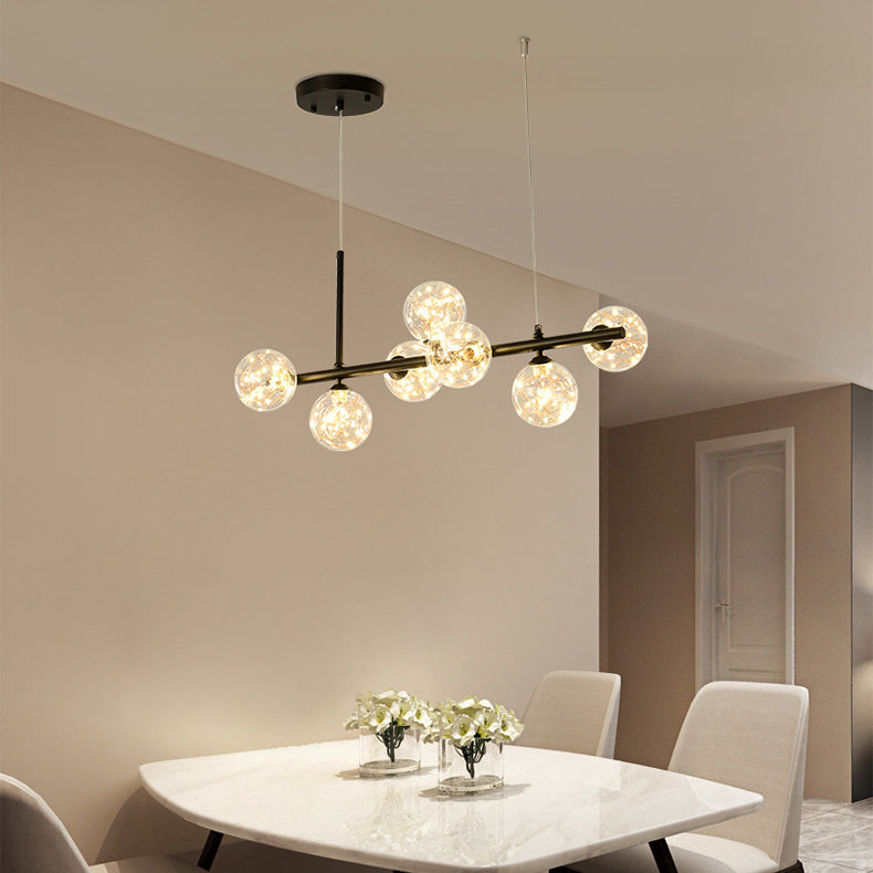 Modern Kitchen Island Lighting Oval Metal Island Ceiling Light with Glass Shade