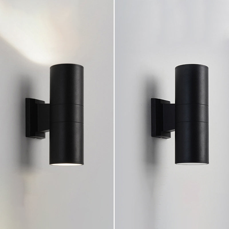 Mi-cylindre l'éclairage mural moderne métal métal 2 lumières lampe applicable en noir