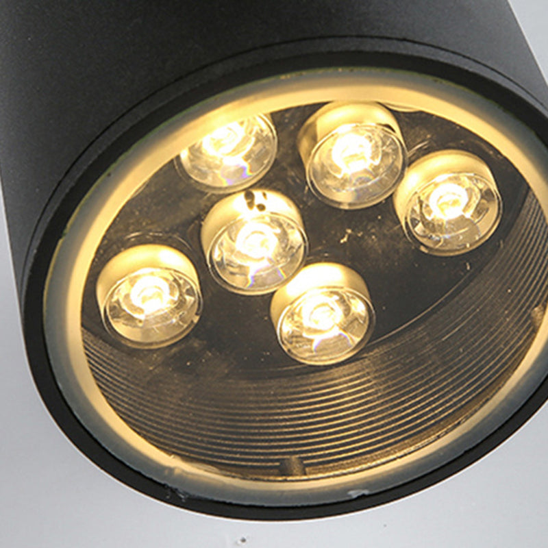 Mi-cylindre l'éclairage mural moderne métal métal 2 lumières lampe applicable en noir