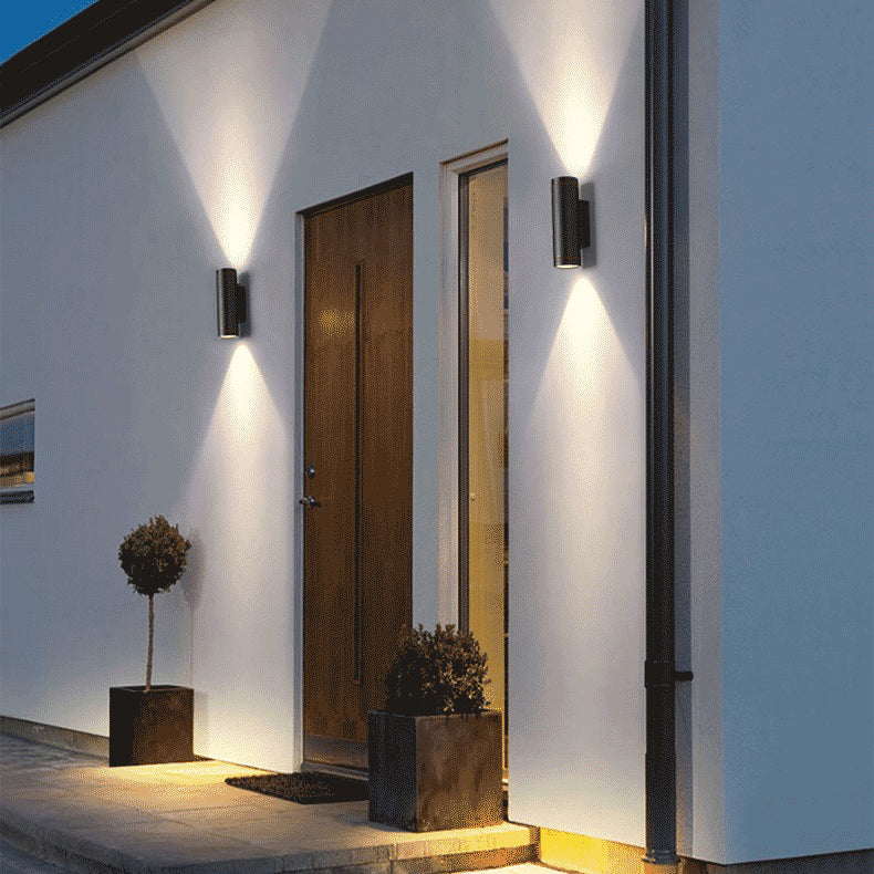 Mi-cylindre l'éclairage mural moderne métal métal 2 lumières lampe applicable en noir