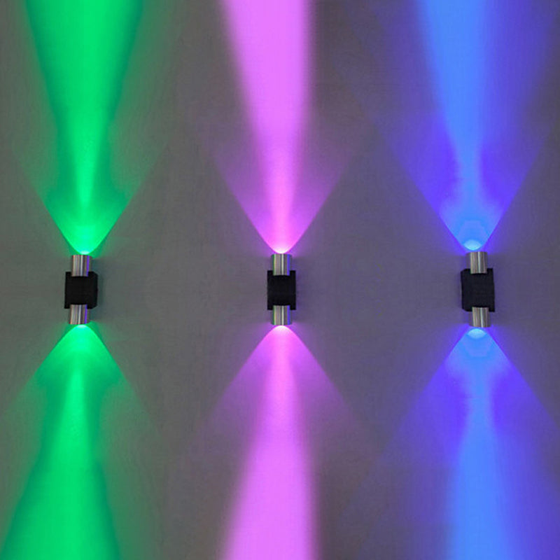 Half Cylinder Shade Wall Lighting Modern Style Metal 2 Lights Sconce Lamp in Chrome