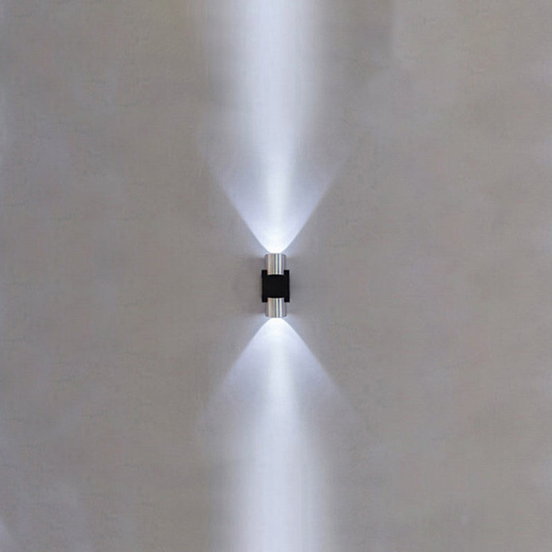 Mi-cylindre Éclairage mural moderne Metal Metal 2 lumières Lampe de sconce en chrome