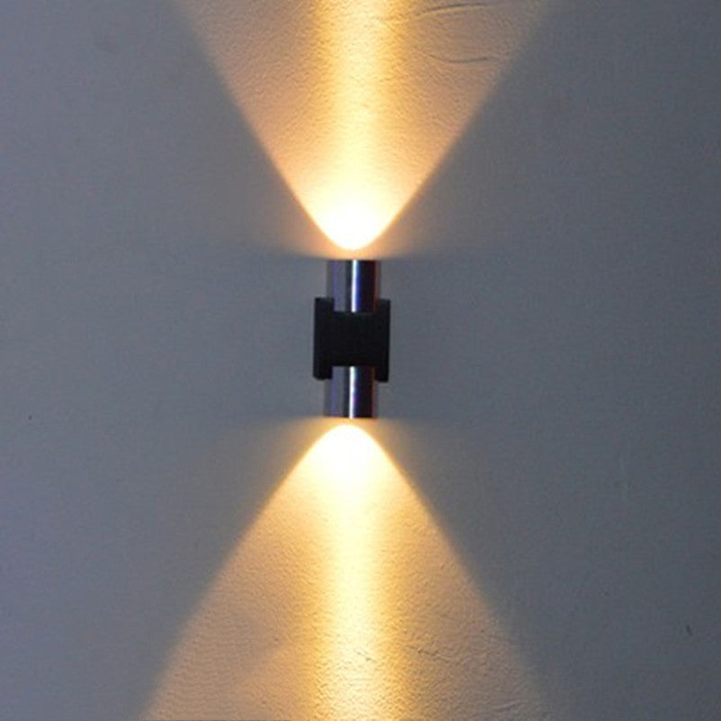 Half Cylinder Shade Wall Lighting Modern Style Metal 2 Lights Sconce Lamp in Chrome