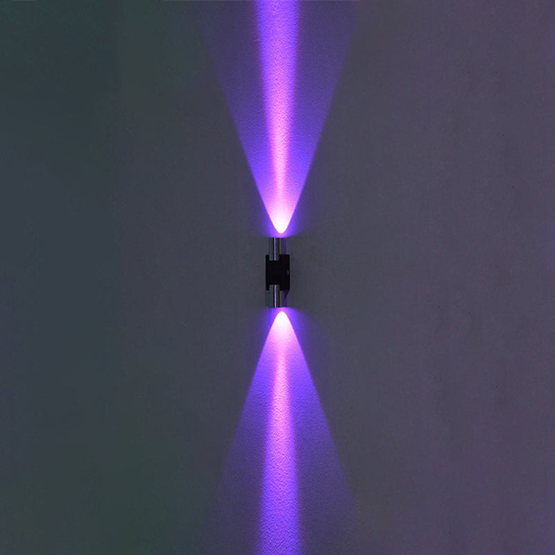 Half Cylinder Shade Wall Lighting Modern Style Metal 2 Lights Sconce Lamp in Chrome