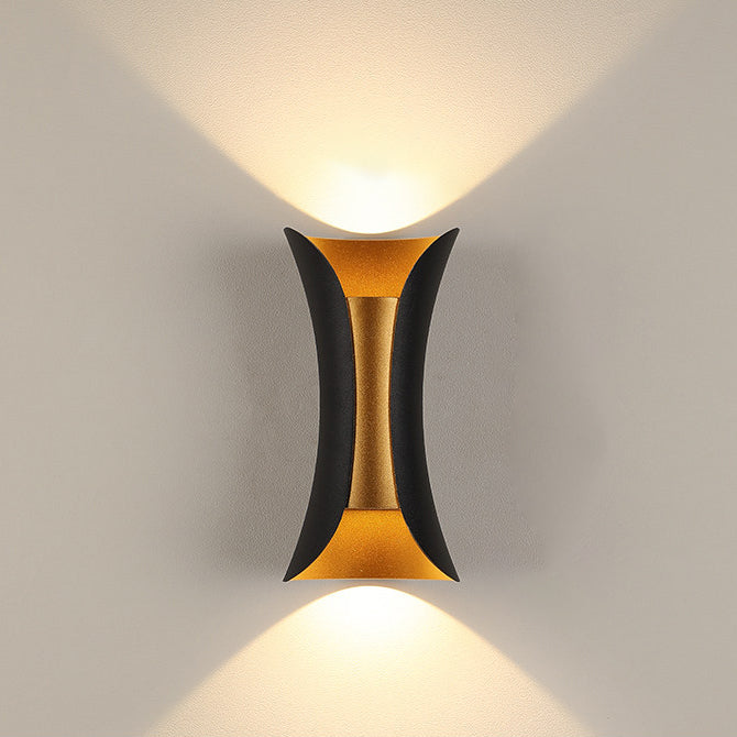 Geometric Shade Wall Lighting Modern Style Metal 2 Lights Sconce Lamp in Black