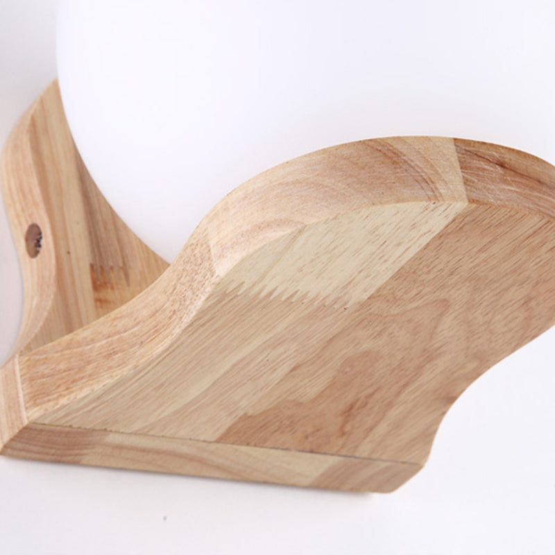 1 Light Globe Wall Sconce Lighting Modernwood Sconce Lighttures en marron