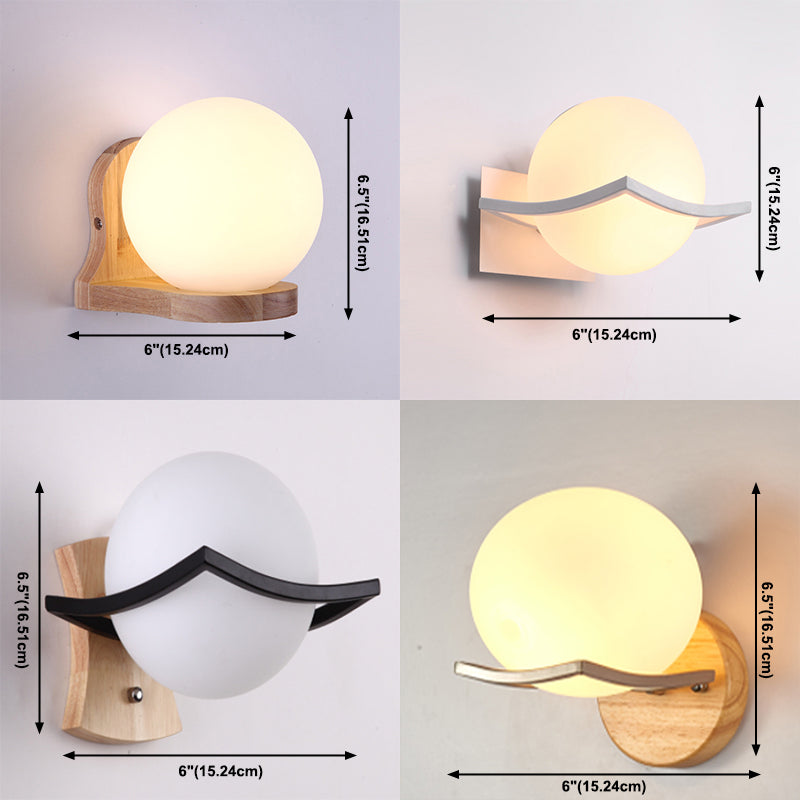 1 Light Globe Wall Sconce Lighting Modernwood Sconce Lighttures en marron