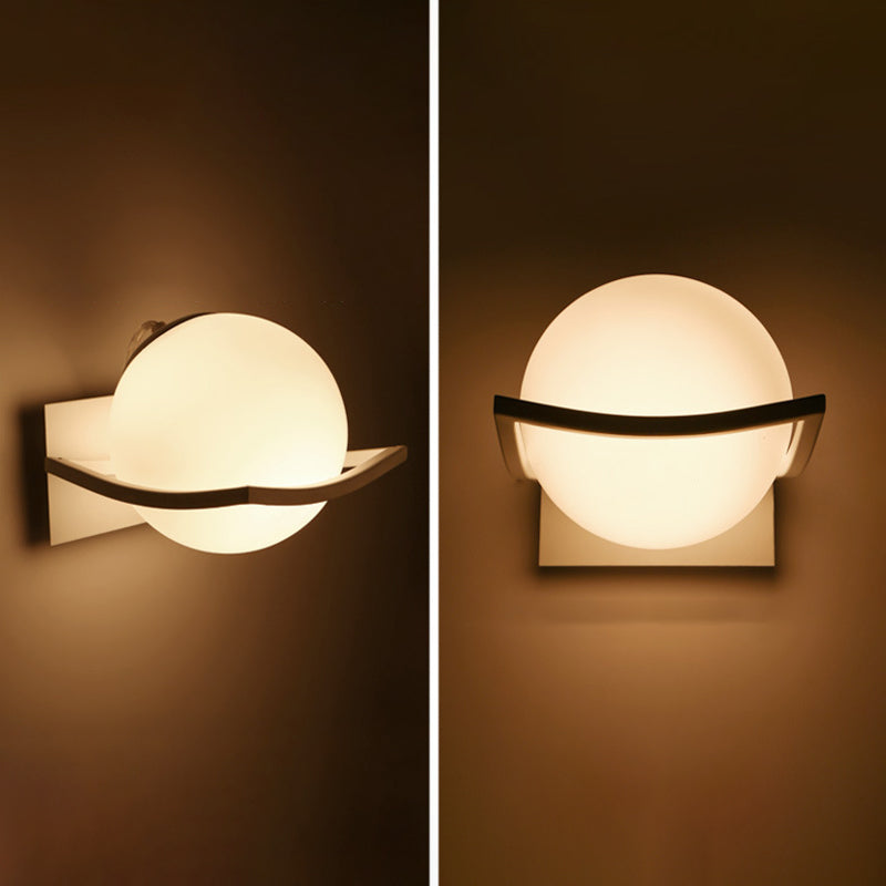 1 Light Globe Wall Sconce Lighting Modernwood Sconce Lighttures en marron