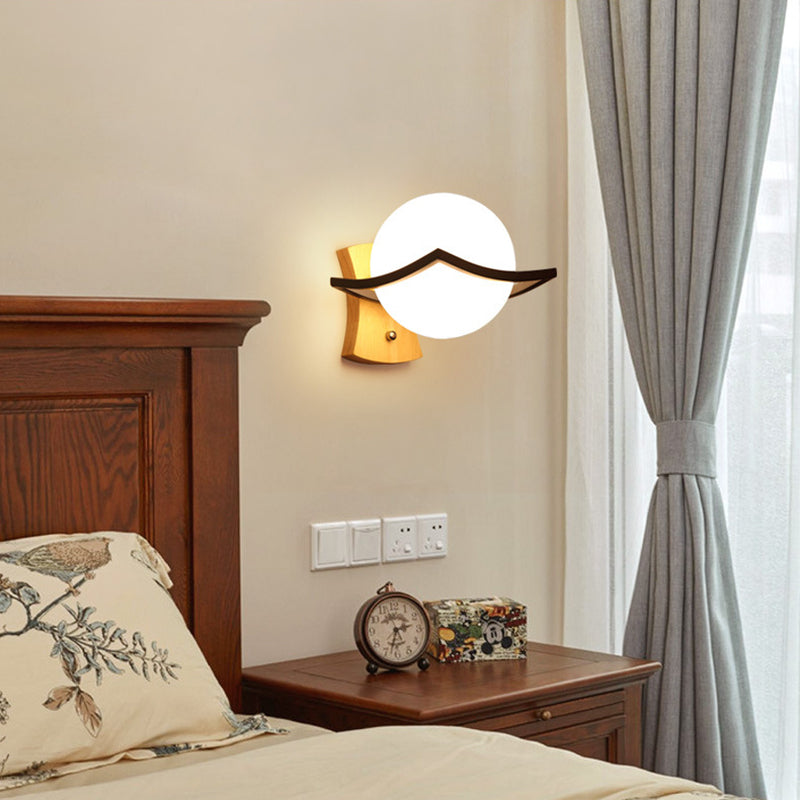 1 Light Globe Wall Sconce Lighting Modernwood Sconce Lighttures en marron