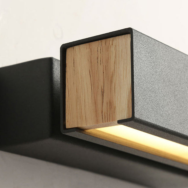 Wooden Rectangular LED Wall Lamp in Modern Simplicity Iron Rotatable Wall Sconce with Acrylic Shade