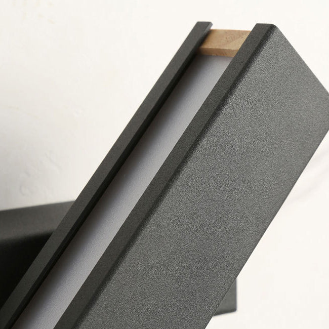 Wooden Rectangular LED Wall Lamp in Modern Simplicity Iron Rotatable Wall Sconce with Acrylic Shade