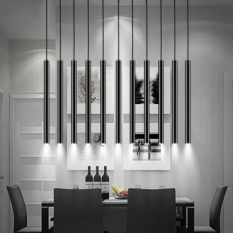 Zylindrisch hängende Anhänger leichte moderne Küche Anhänger Licht im schwarzen Finish