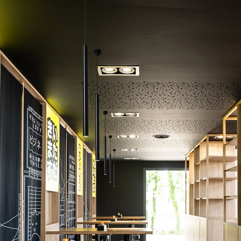 Zylindrisch hängende Anhänger leichte moderne Küche Anhänger Licht im schwarzen Finish