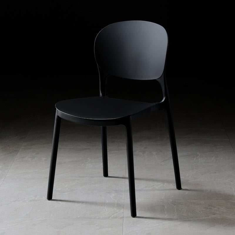 Silla de comedor de plástico cuadrada moderna con parte trasera abierta, sillas sin brazos laterales