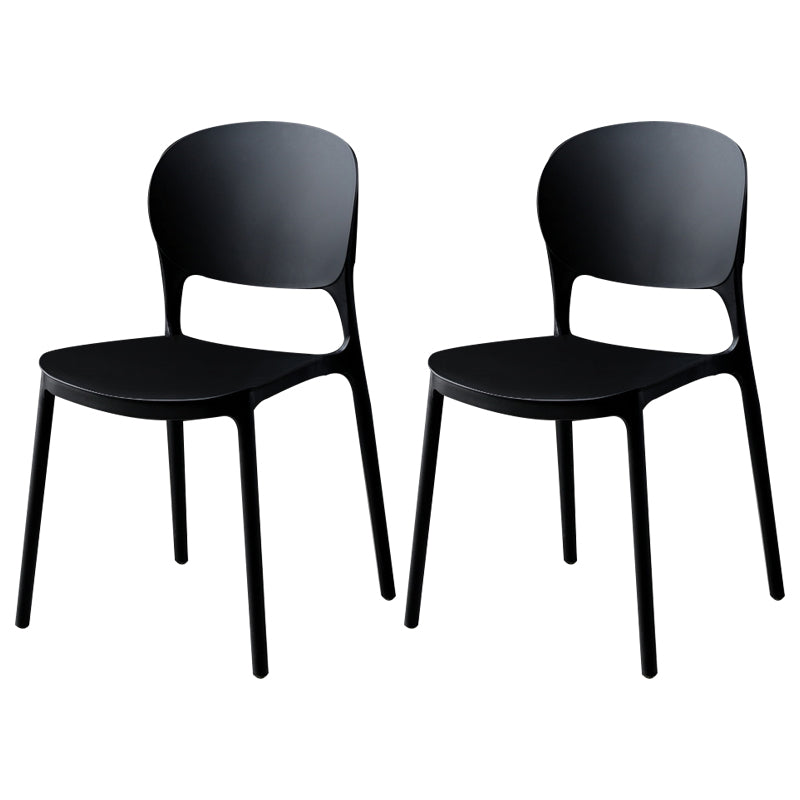 Silla de comedor de plástico cuadrada moderna con parte trasera abierta, sillas sin brazos laterales