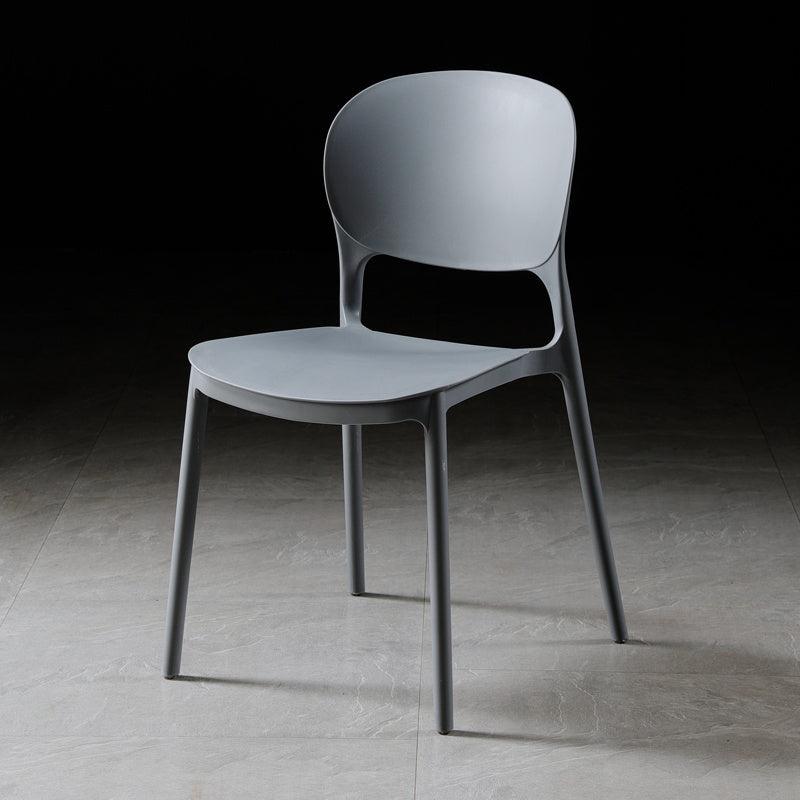 Chaise de salle à manger en plastique carrée de cuisine moderne, chaises sans bras latérales à dos ouvert