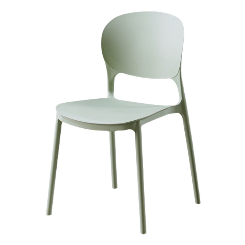 Silla de comedor de plástico cuadrada moderna con parte trasera abierta, sillas sin brazos laterales
