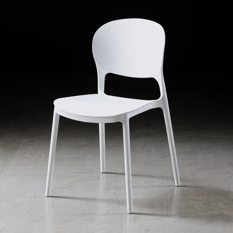 Silla de comedor de plástico cuadrada moderna con parte trasera abierta, sillas sin brazos laterales