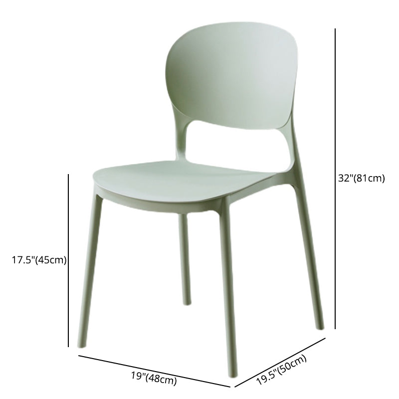 Silla de comedor de plástico cuadrada moderna con parte trasera abierta, sillas sin brazos laterales