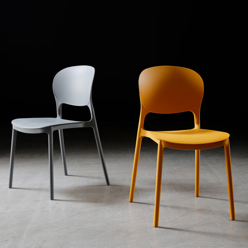 Silla de comedor de plástico cuadrada moderna con parte trasera abierta, sillas sin brazos laterales