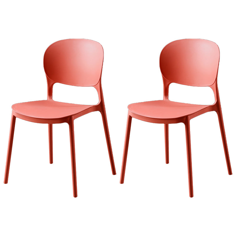 Silla de comedor de plástico cuadrada moderna con parte trasera abierta, sillas sin brazos laterales