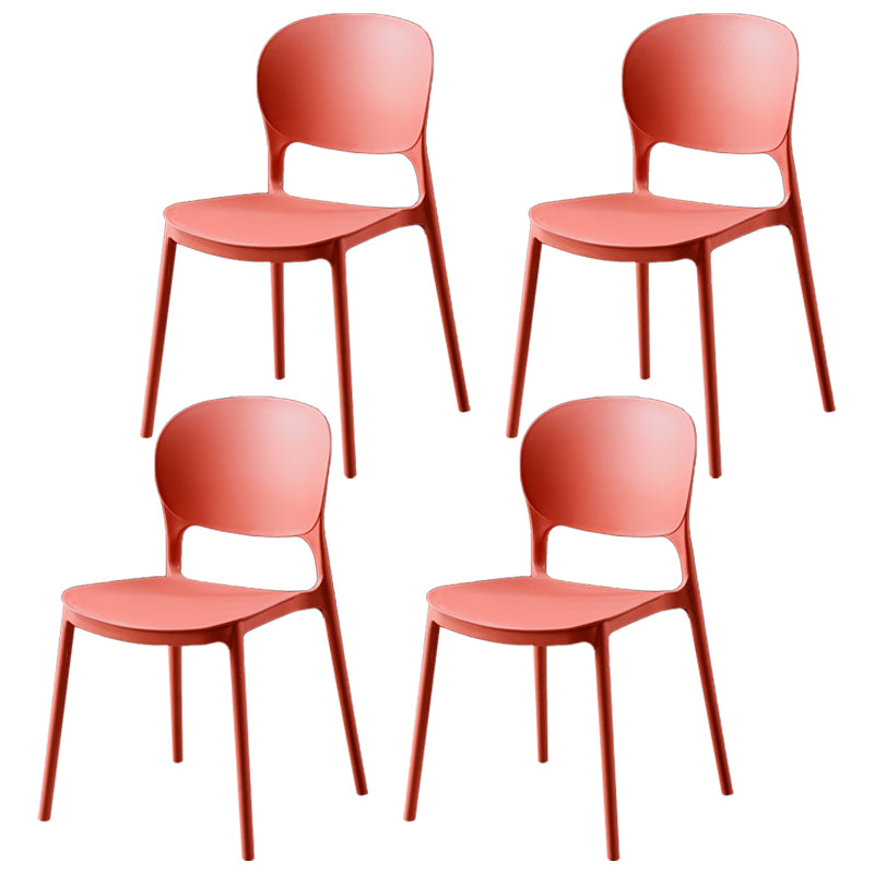 Silla de comedor de plástico cuadrada moderna con parte trasera abierta, sillas sin brazos laterales