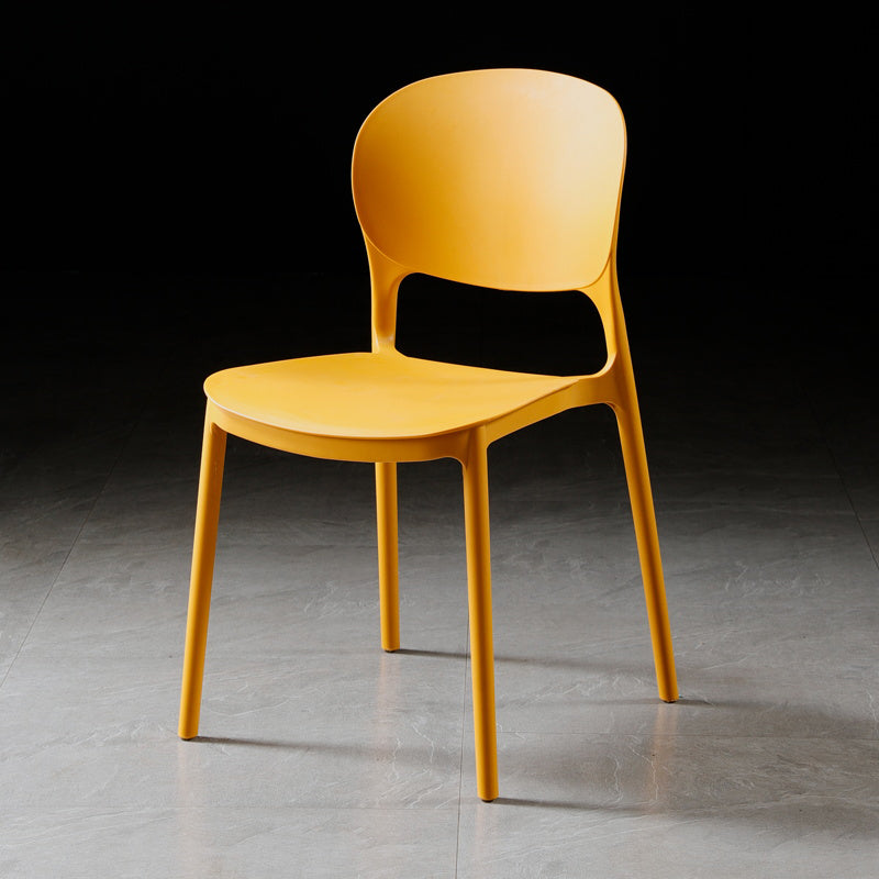 Chaise de salle à manger en plastique carrée de cuisine moderne, chaises sans bras latérales à dos ouvert