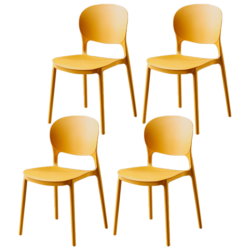 Silla de comedor de plástico cuadrada moderna con parte trasera abierta, sillas sin brazos laterales