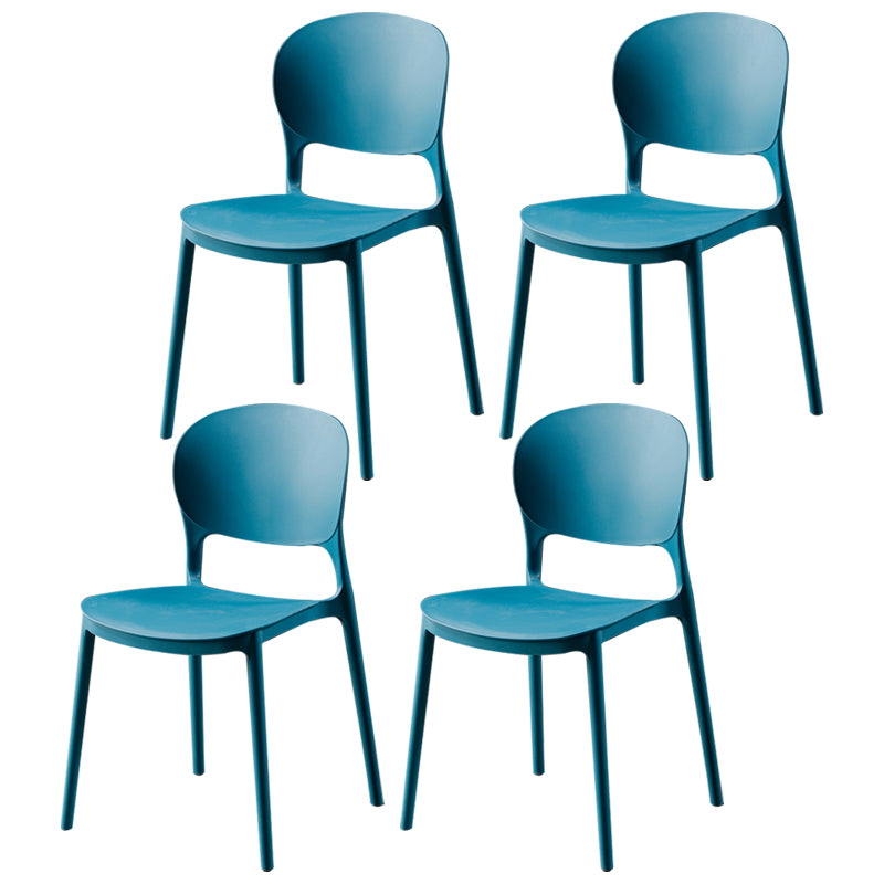 Silla de comedor de plástico cuadrada moderna con parte trasera abierta, sillas sin brazos laterales