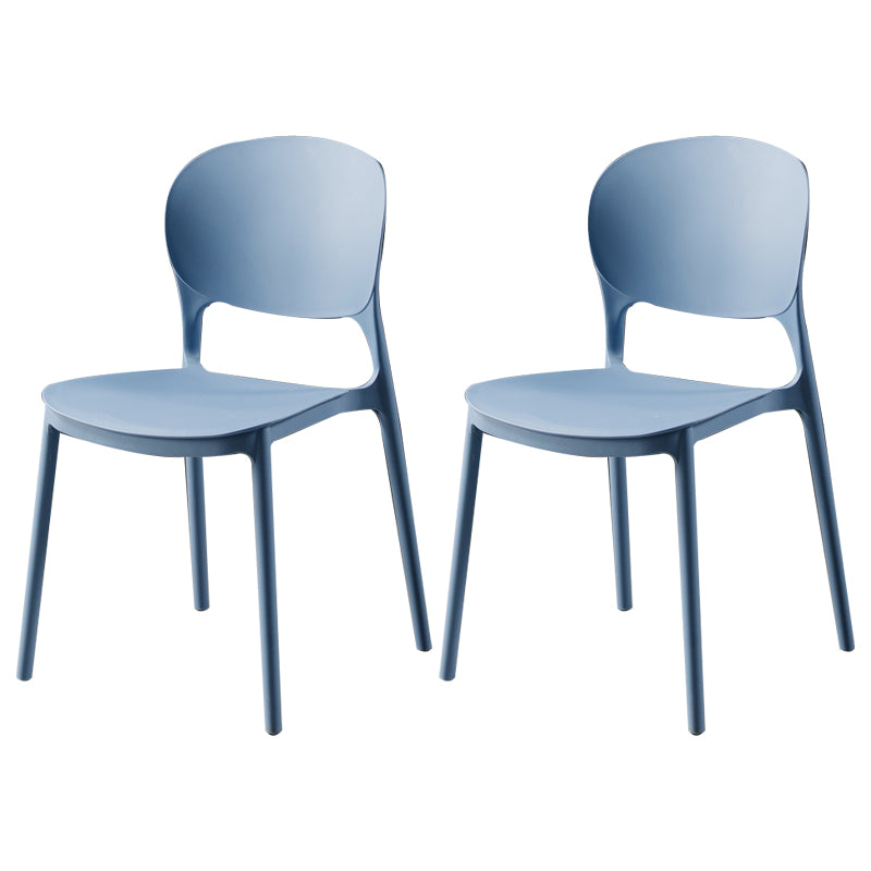 Silla de comedor de plástico cuadrada moderna con parte trasera abierta, sillas sin brazos laterales