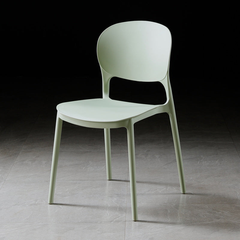 Chaise de salle à manger en plastique carrée de cuisine moderne, chaises sans bras latérales à dos ouvert