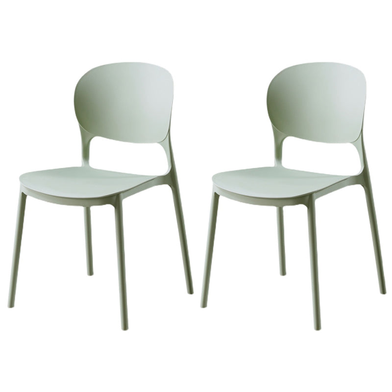 Silla de comedor de plástico cuadrada moderna con parte trasera abierta, sillas sin brazos laterales