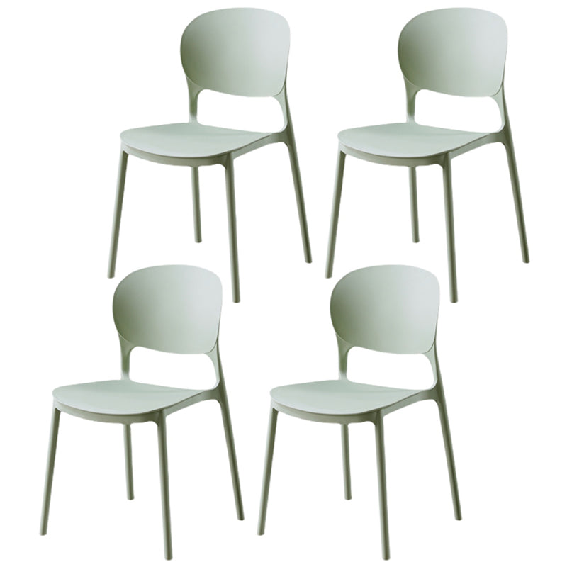 Silla de comedor de plástico cuadrada moderna con parte trasera abierta, sillas sin brazos laterales