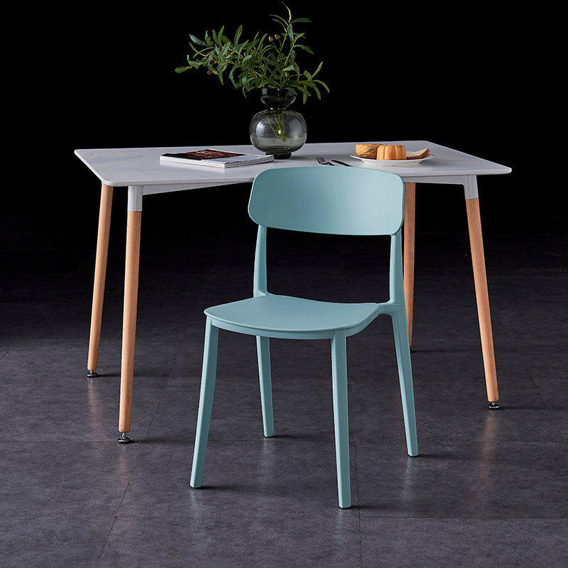Sillas de comedor de plástico de estilo moderno, respaldo abierto, sillas laterales para cocina