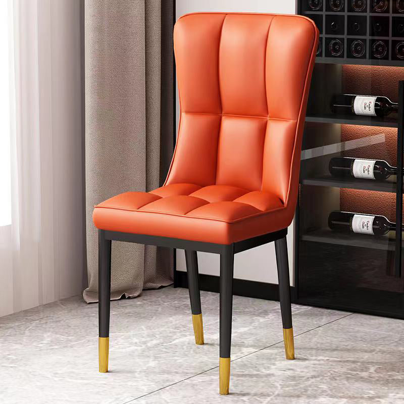 Chaise d'appoint scandinave à dossier solide, chaise de salle à manger rembourrée en métal