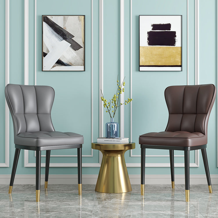 Chaise d'appoint scandinave à dossier solide, chaise de salle à manger rembourrée en métal