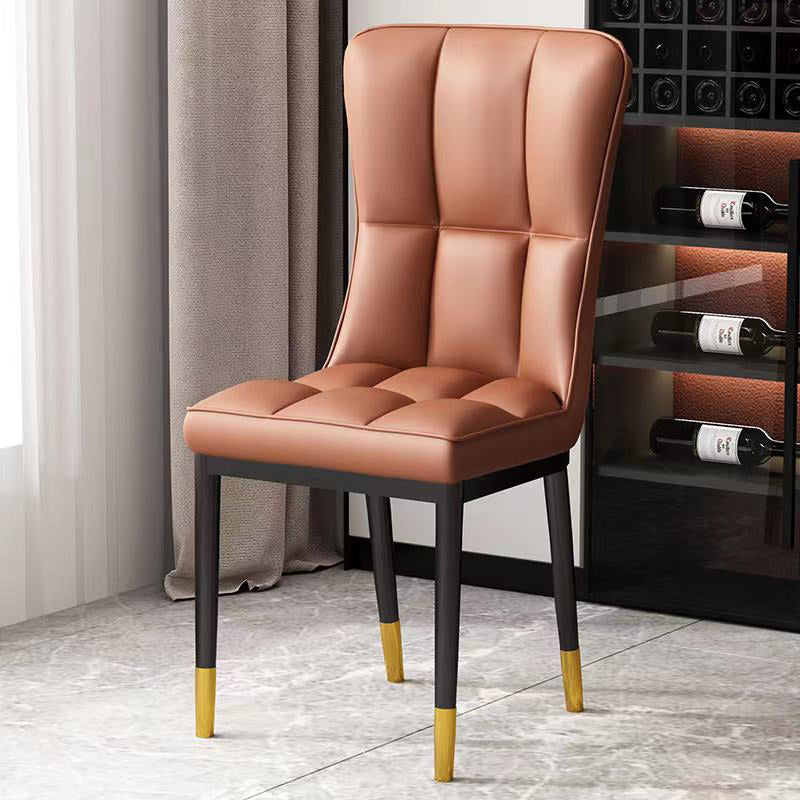 Chaise d'appoint scandinave à dossier solide, chaise de salle à manger rembourrée en métal