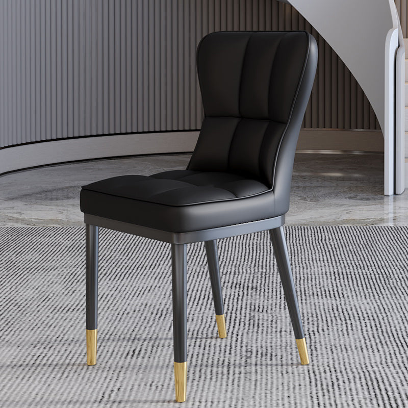 Chaise d'appoint scandinave à dossier solide, chaise de salle à manger rembourrée en métal