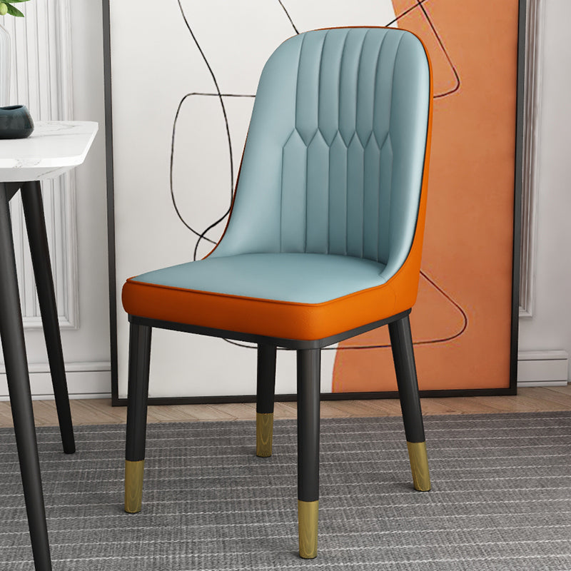 Chaise d'appoint scandinave à dossier solide, chaise de salle à manger rembourrée en métal