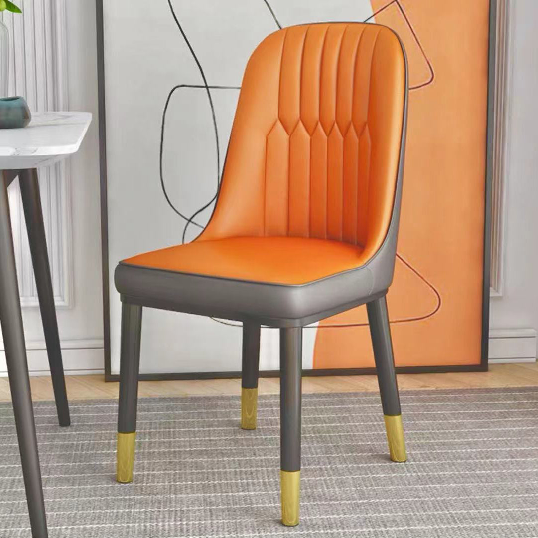 Chaise d'appoint scandinave à dossier solide, chaise de salle à manger rembourrée en métal