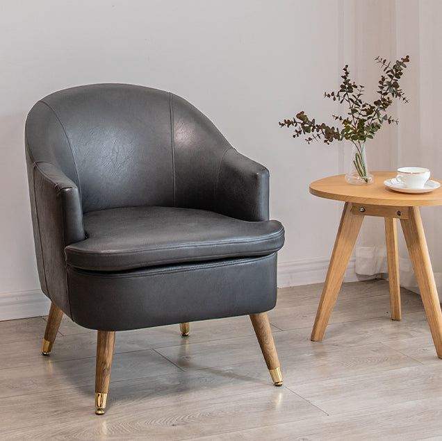 Minimalist Style Upholstered Side Chair Solid Back Arm Single Dining Side Chair for Home