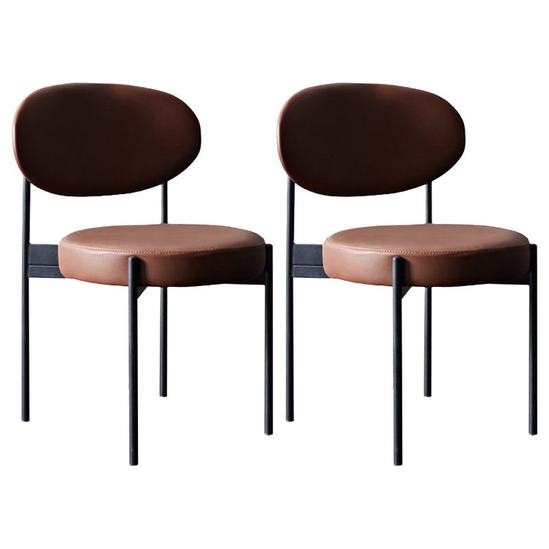 Hedendaagse stijl Open achterkant Dining zijstoel gestoffeerde armloze zijstoelen (set van 2)