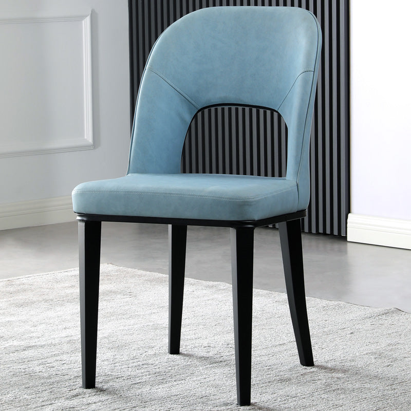 Chaise de salle à manger contemporaine à finition mate, chaise de salle à manger à dossier ouvert en cuir