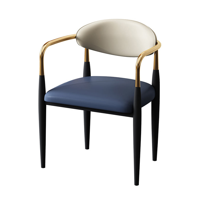 Chaise de salle à manger simple rembourrée en métal, fauteuil scandinave à dossier ouvert