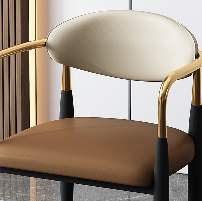 Chaise de salle à manger simple rembourrée en métal, fauteuil scandinave à dossier ouvert