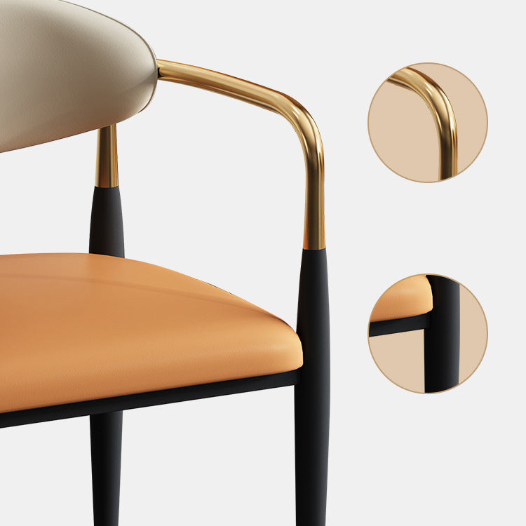 Chaise de salle à manger simple rembourrée en métal, fauteuil scandinave à dossier ouvert