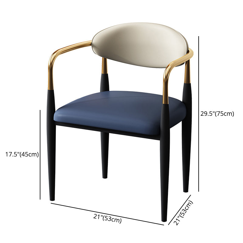 Chaise de salle à manger simple rembourrée en métal, fauteuil scandinave à dossier ouvert